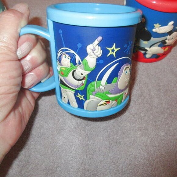 Vtg Disney Mugs Tigger Buzz Lightyear Mickey 3D Plastic Cups Kid Friendly 4X Lot - Picture 11 of 12
